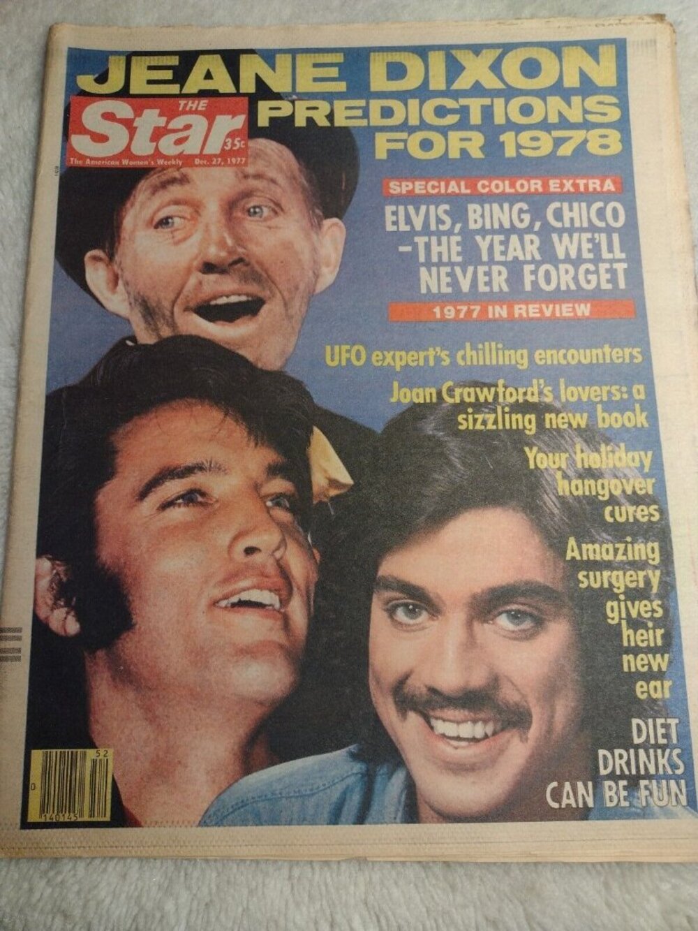 Star Magazine Dec 27, 1977 Elvis Presley Bing Crosby Chico UFO 1978 Predictions